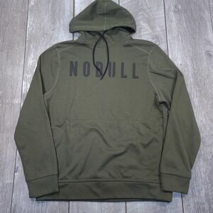 NOBULL Hoodie Mens Medium Olive Green Graphic Logo Training Sweatshirt